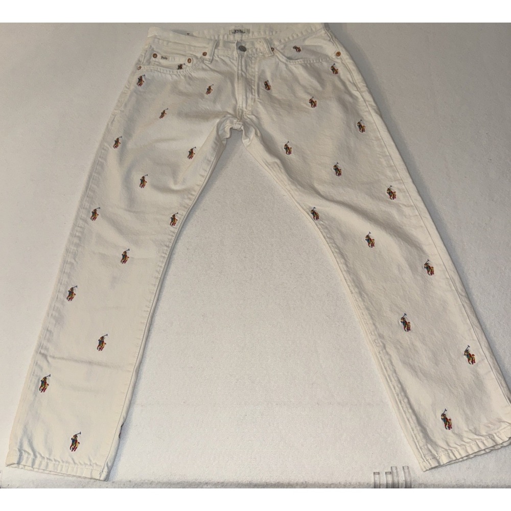 Polo Ralph Lauren White Multicolored Pony Men's Jeans Size 32x30